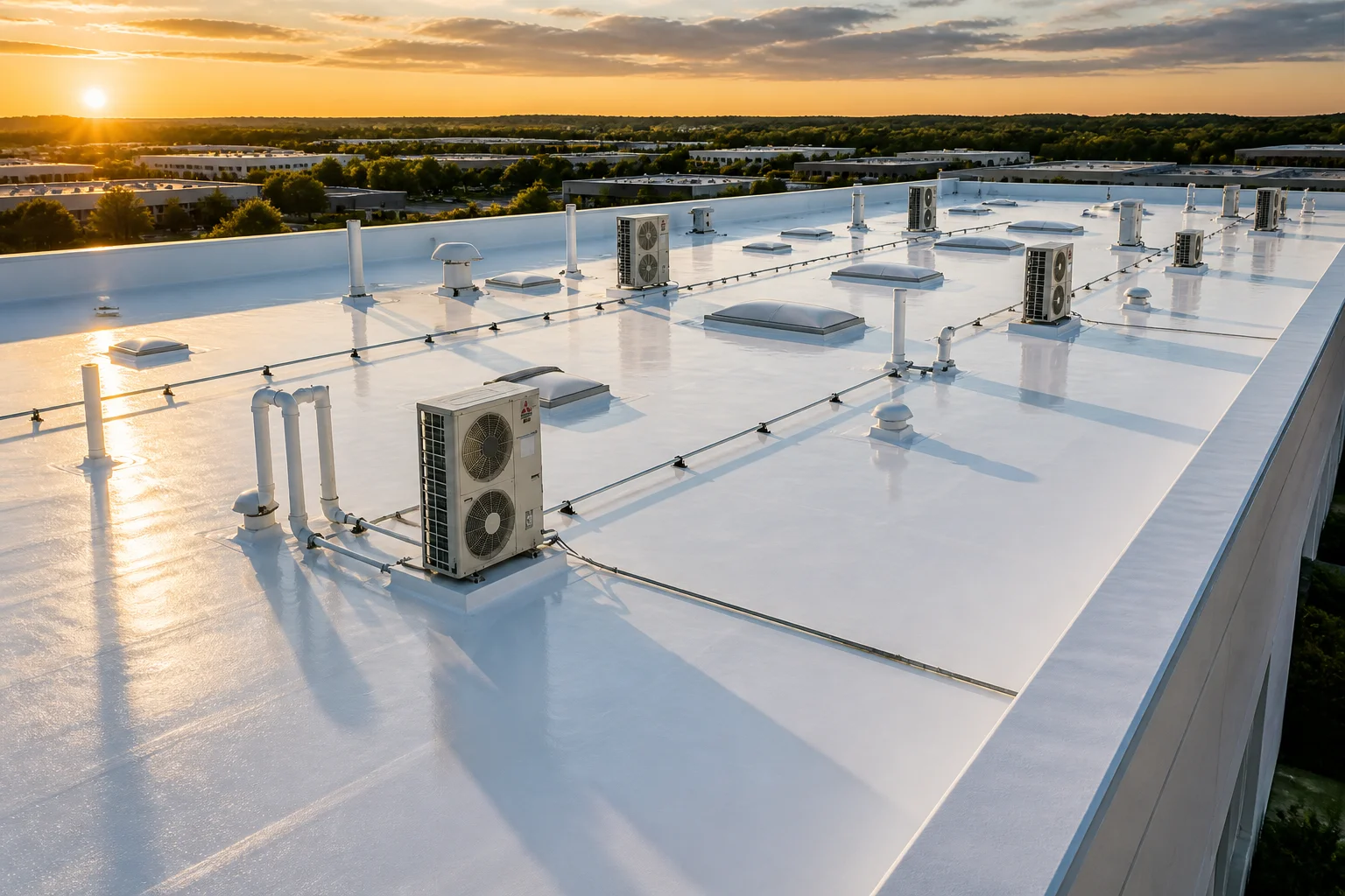Commercial roof coating installation by Titan Roofing and Construction in Jackson Tennessee