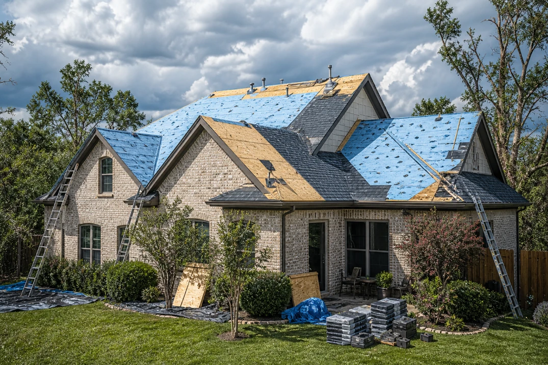 Hailstorm roof damage repair by Titan Roofing and Construction in Jackson Tennessee